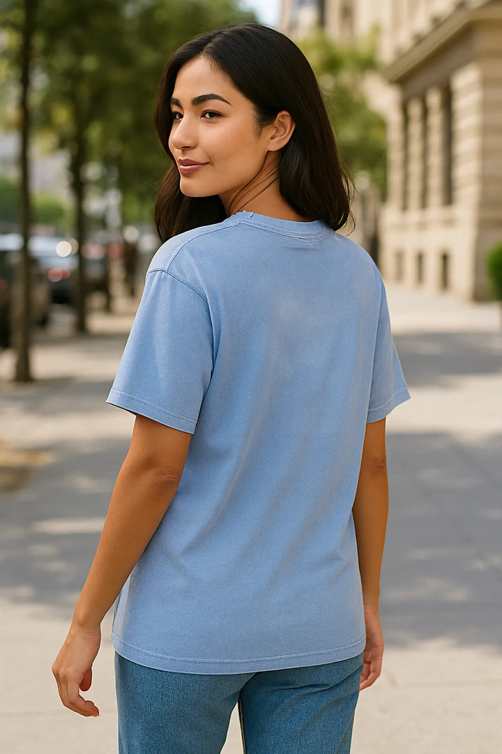 Vintage Washed Frayed T-Shirt - Blue