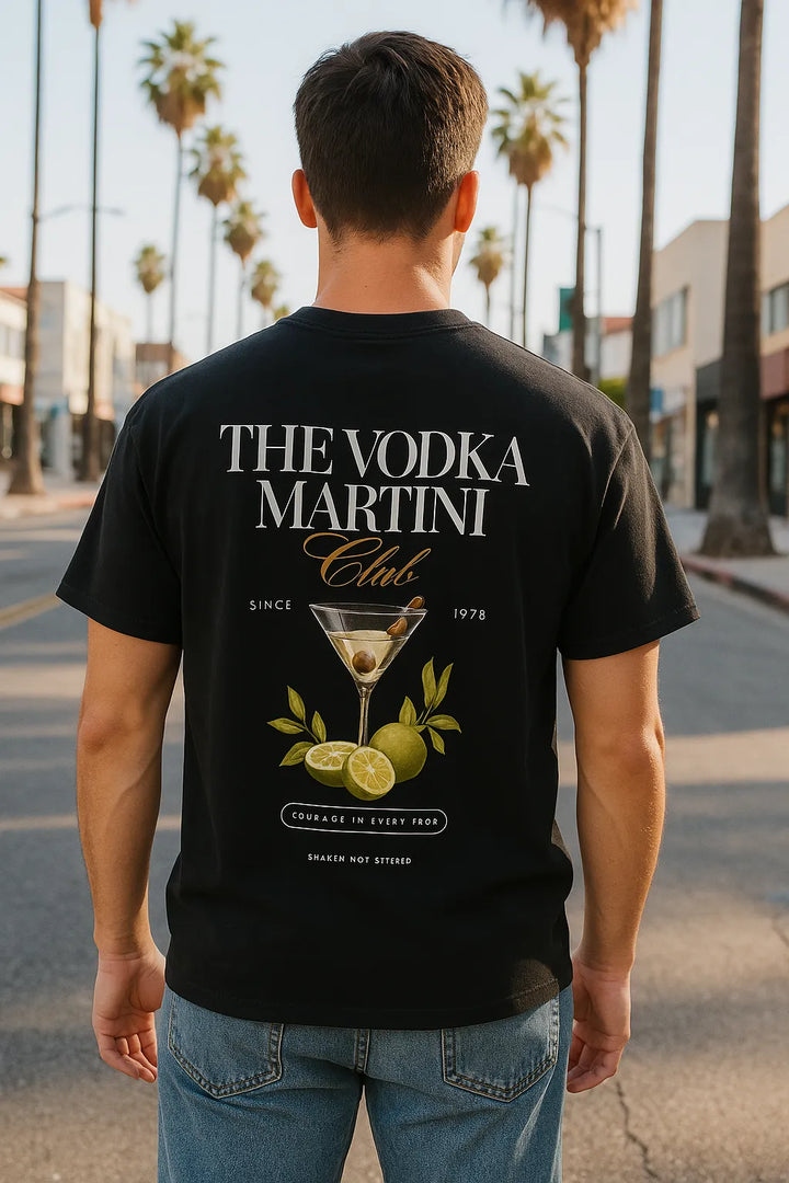 Empulse™ Vodka Martini t-shirt made with Sorona, styled by female model front-facing