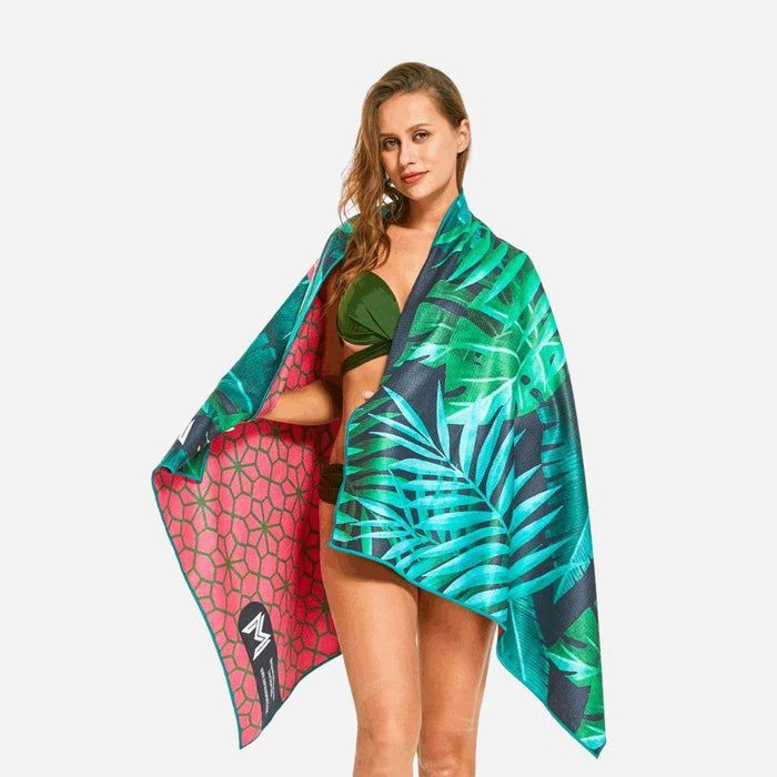 Empulse sand-free beach towels, striped multicolour pattern, lifestyle beach shot
