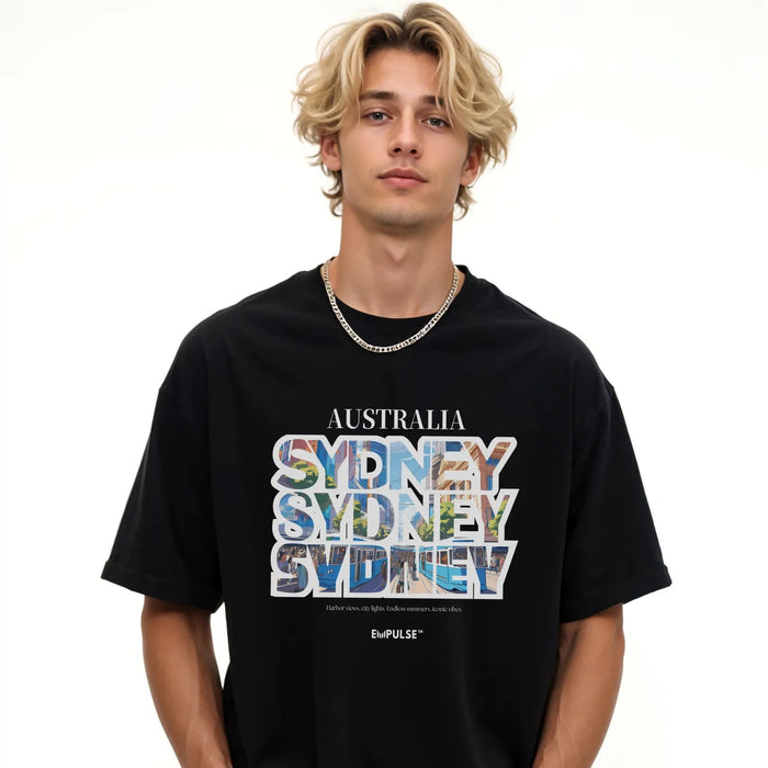 A young male model wearing the Empulse Sydney Sorona quick-dry t-shirt