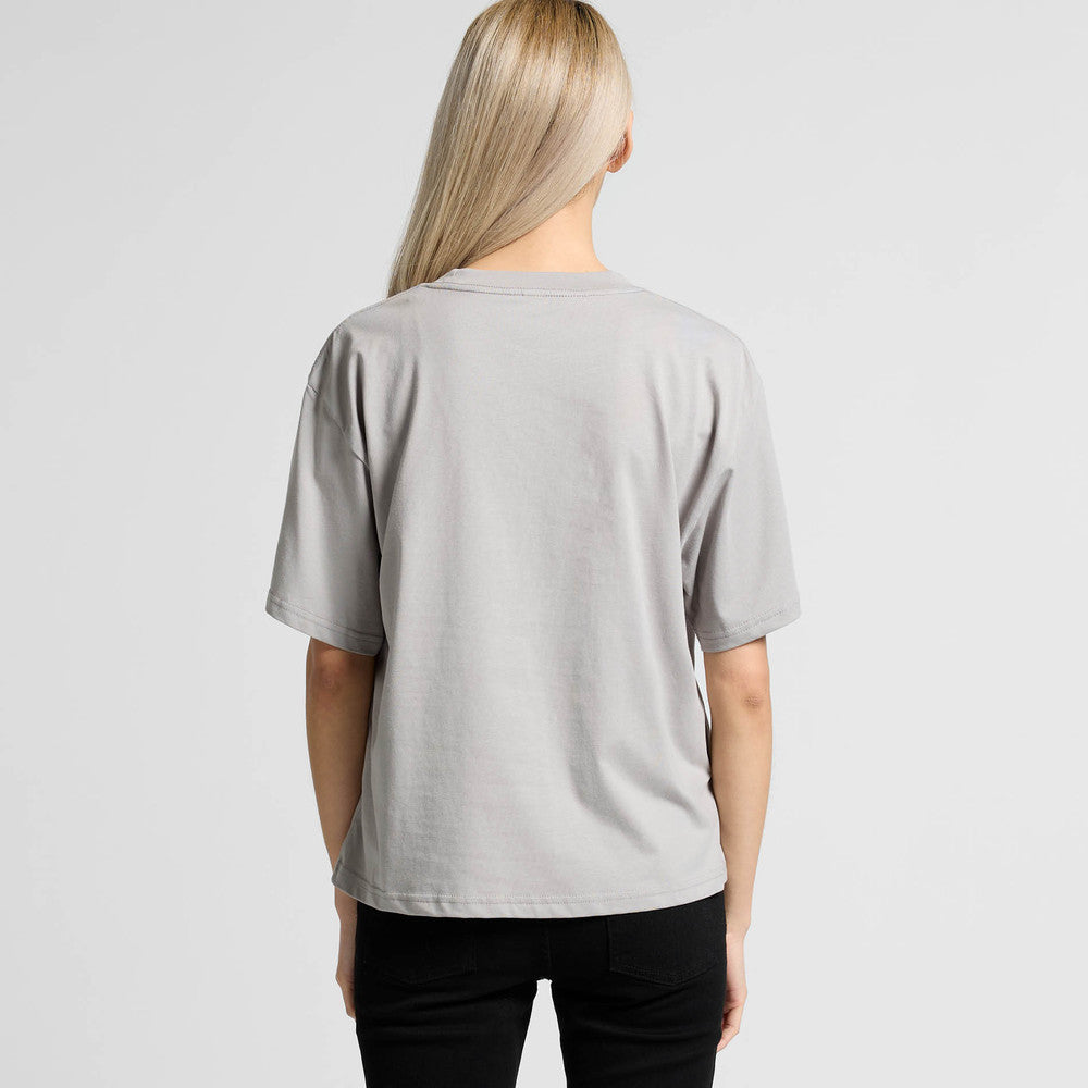 Custom Women's Martina Tee 4006 — back view showing drop shoulder silhouette and double needle hem