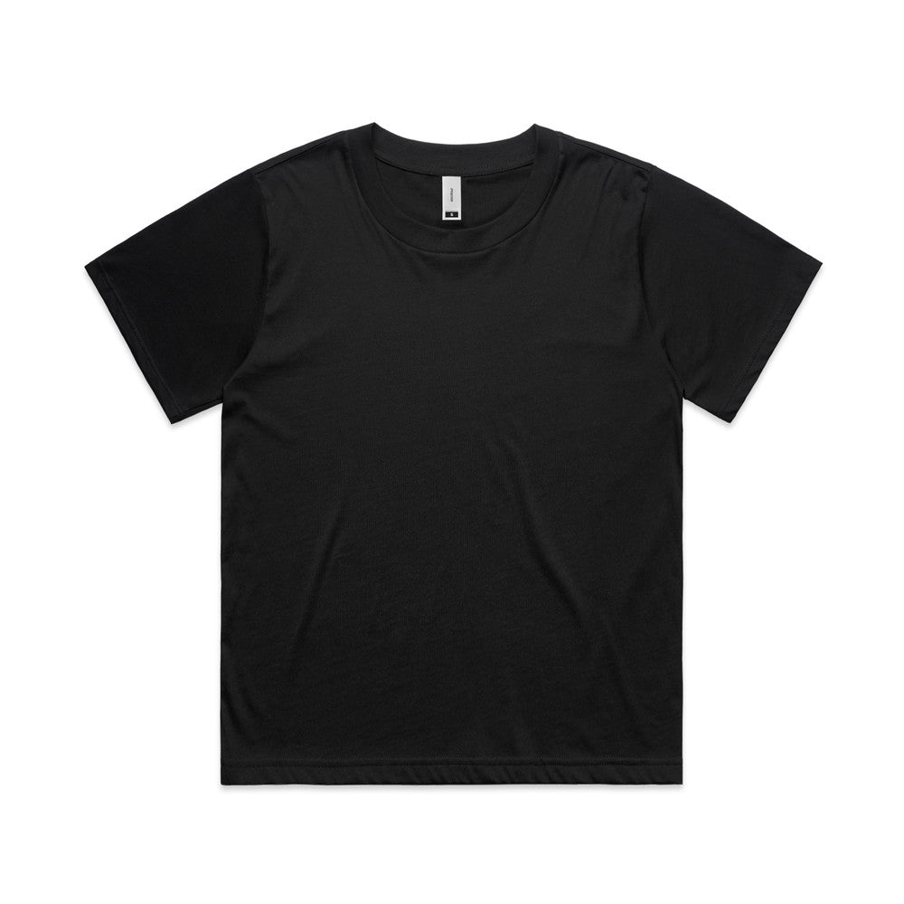 Custom Women's Martina Tee 4006 in Black — relaxed drop shoulder, front view