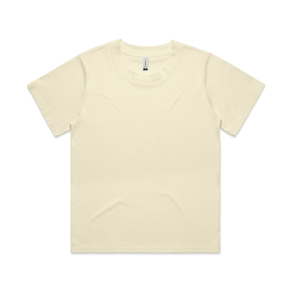 Custom Women's Martina Tee 4006 in Butter — relaxed drop shoulder, front view