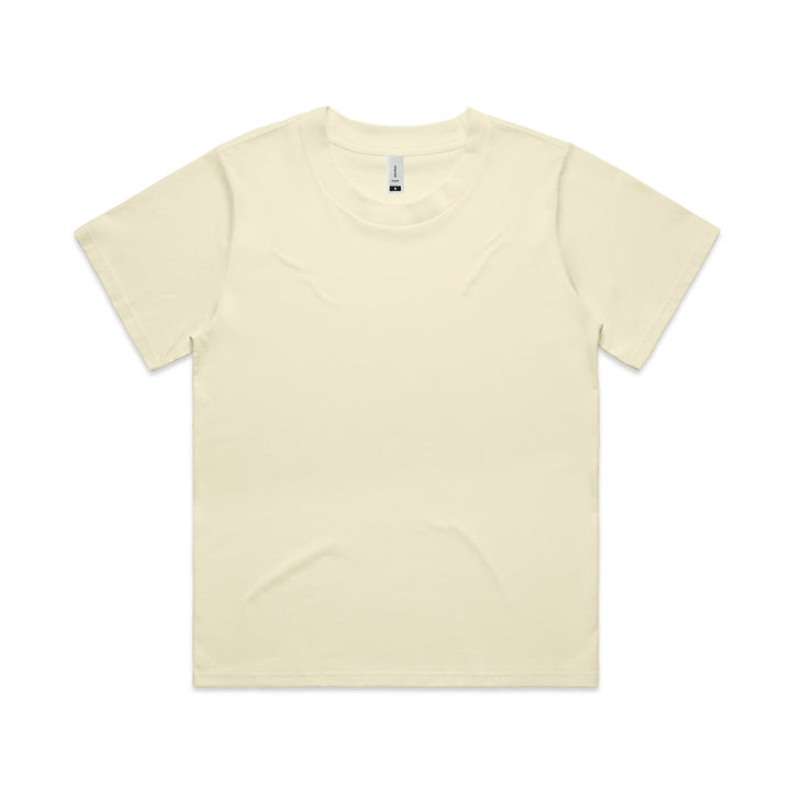 Custom Women's Martina Tee 4006 in Butter — relaxed drop shoulder, front view
