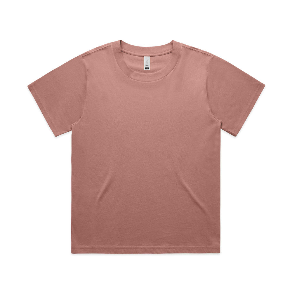 Custom Women's Martina Tee 4006 in Pink — relaxed drop shoulder, front view
