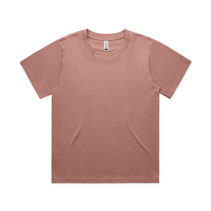 Custom Women's Martina Tee 4006 in Pink — relaxed drop shoulder, front view