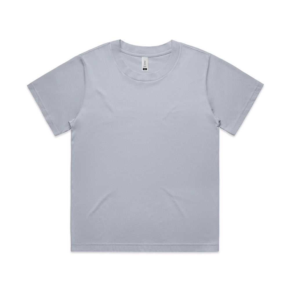 Custom Women's Martina Tee 4006 in Powder — relaxed drop shoulder, front view