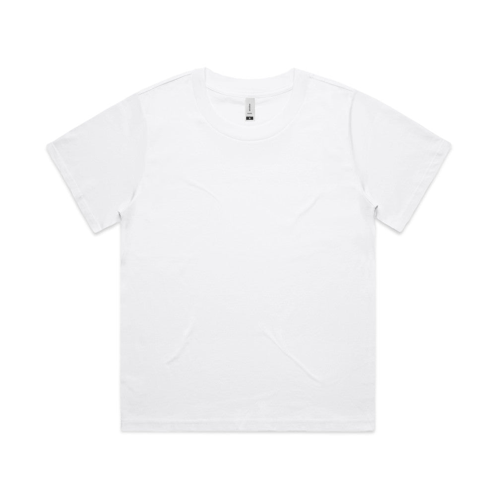 Custom Women's Martina Tee 4006 in White — relaxed drop shoulder, front view