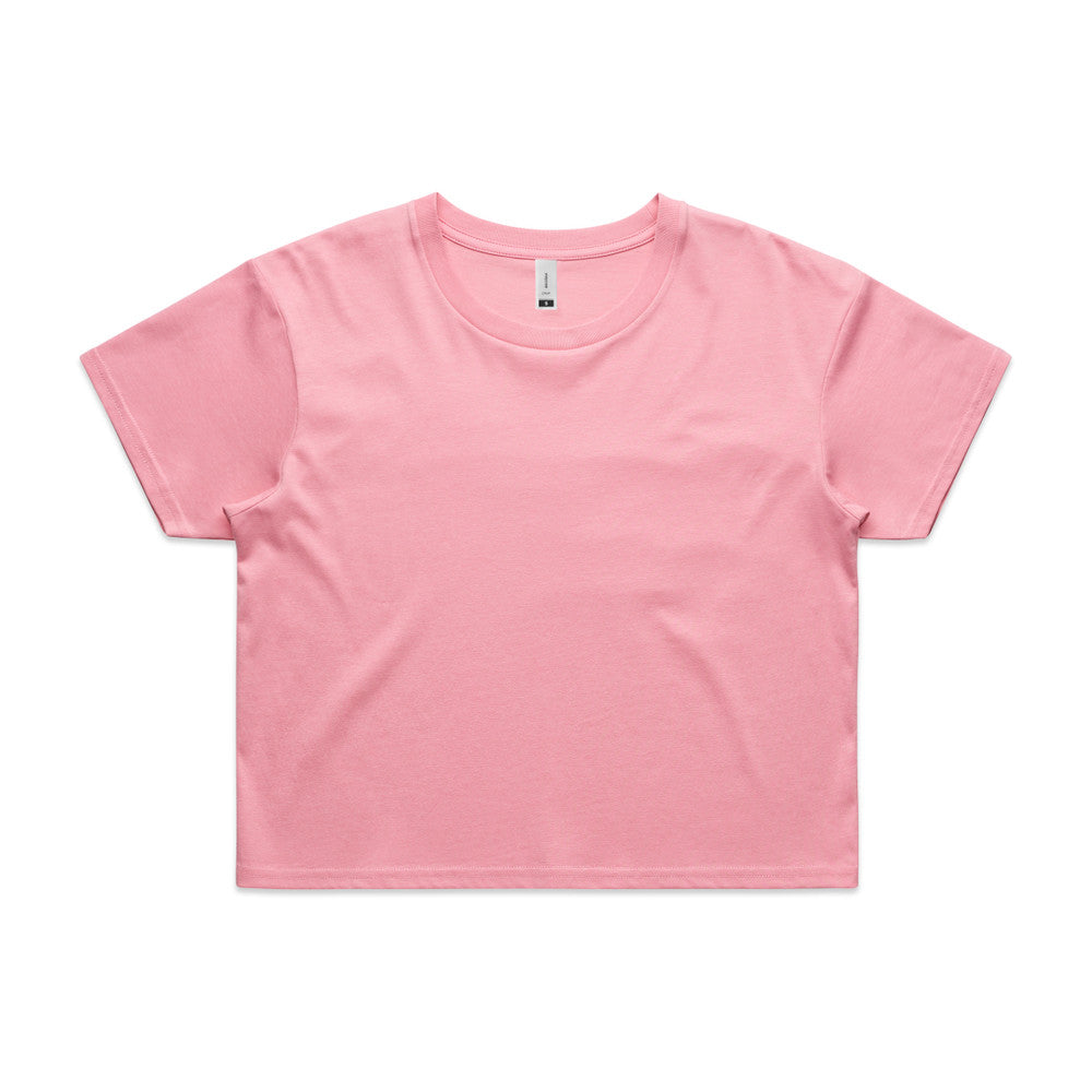 Custom Women's Crop Tee 4062 in Bubblegum — drop shoulder cropped fit, front view