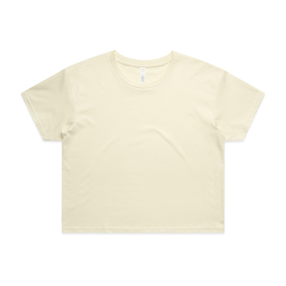 Custom Women's Crop Tee 4062 in Butter — drop shoulder cropped fit, front view