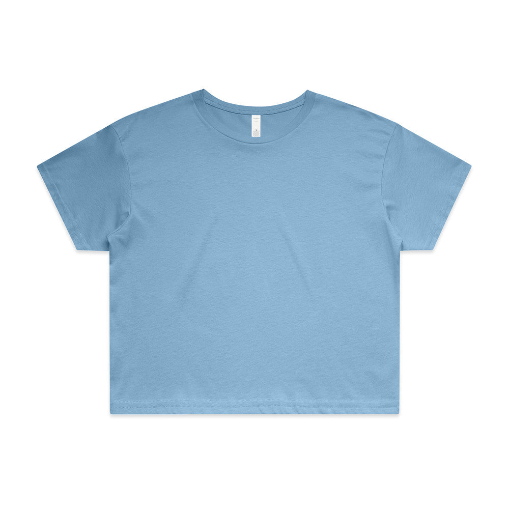 Custom Women's Crop Tee 4062 in Carolina Blue — drop shoulder cropped fit, front view