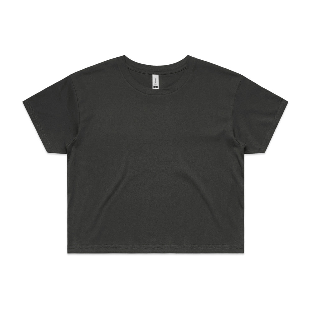 Custom Women's Crop Tee 4062 in Coal — drop shoulder cropped fit, front view