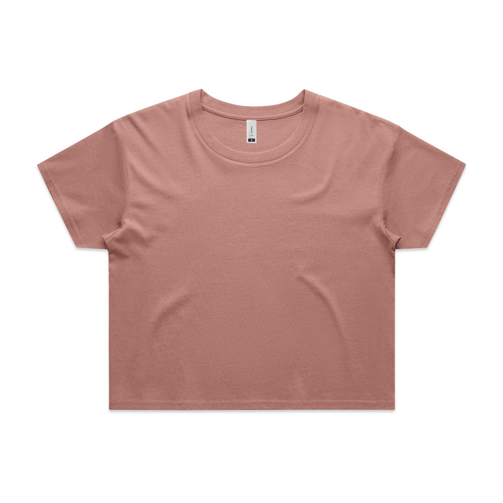 Custom Women's Crop Tee 4062 in Pink — drop shoulder cropped fit, front view