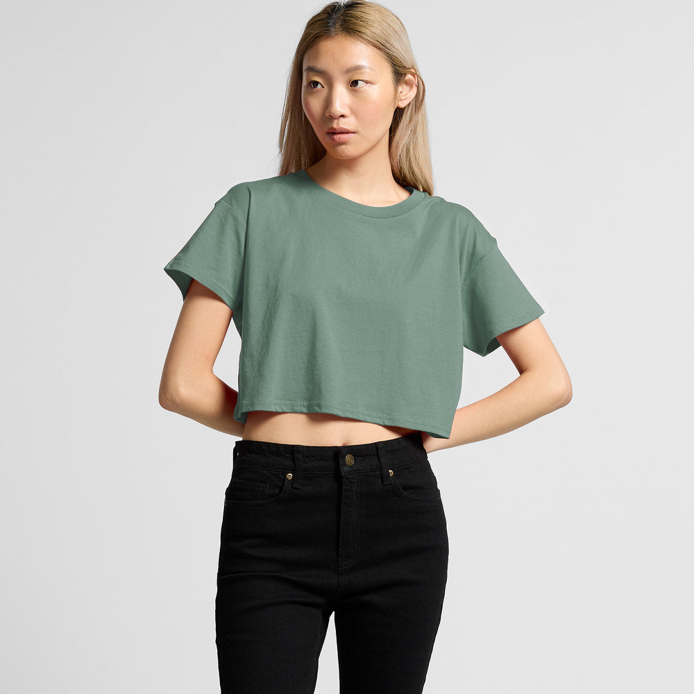 Custom Women's Crop Tee 4062 — relaxed drop shoulder cropped fit, 180 GSM combed cotton, front view