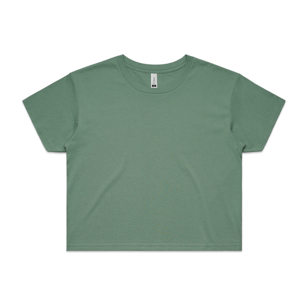 Custom Women's Crop Tee 4062 in Sage Green — drop shoulder cropped fit, front view