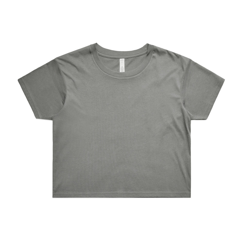 Custom Women's Crop Tee 4062 in Shadow Gray — drop shoulder cropped fit, front view