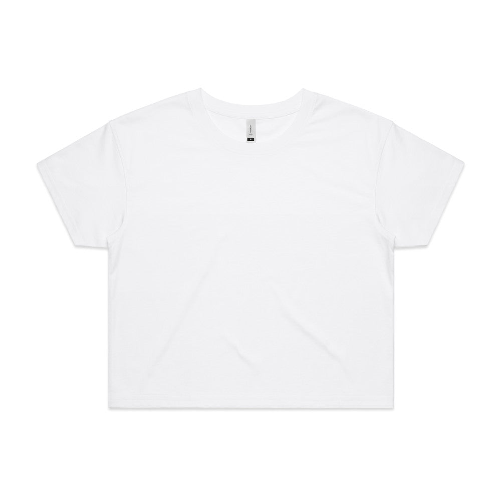 Custom Women's Crop Tee 4062 in White — drop shoulder cropped fit, front view