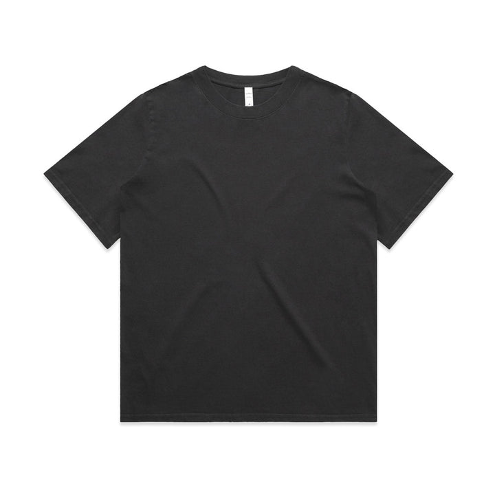 Custom Women's Heavy Faded Tee 4082, back view showing dropped shoulders and wide neck ribbing