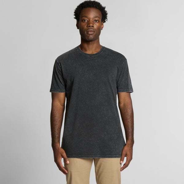 Custom Stone Wash Tee 5040 — regular fit, stone wash finish, 160 GSM combed cotton, model wears size SML