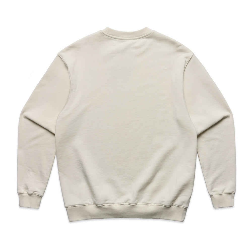 Custom Made Crew 5150 sweatshirt in Natural, back view, 500 GSM 100% cotton French terry, Empulse custom branding