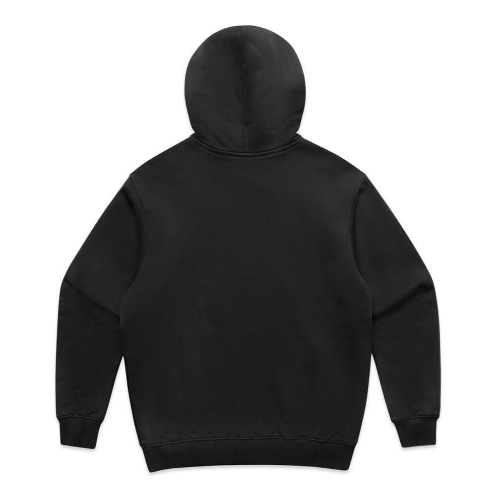 Custom Made Hoodie 5151 in Black, back view, 500 GSM 100% cotton French terry, Empulse custom branding