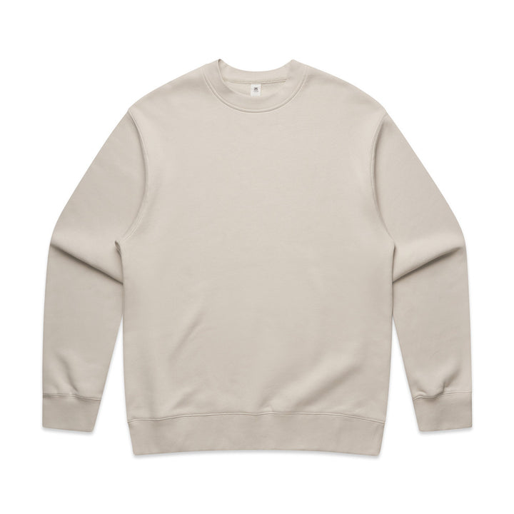 Custom Relax Crew 5160 sweatshirt in Bone, front view, 320 GSM 80% cotton 20% recycled polyester fleece, Empulse custom branding