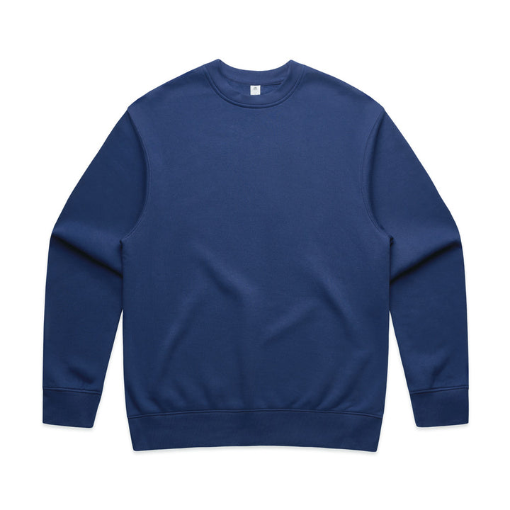 Custom Relax Crew 5160 sweatshirt in Cobalt, front view, 320 GSM 80% cotton 20% recycled polyester fleece, Empulse custom branding
