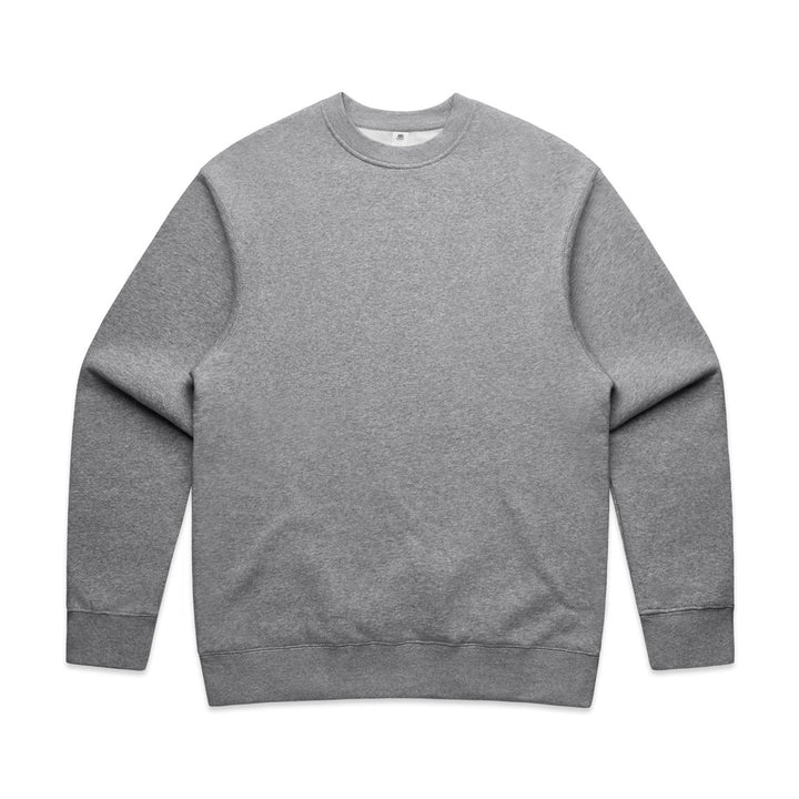 Custom Relax Crew 5160 sweatshirt in Grey Marle, front view, 320 GSM 80% cotton 20% recycled polyester fleece, Empulse custom branding