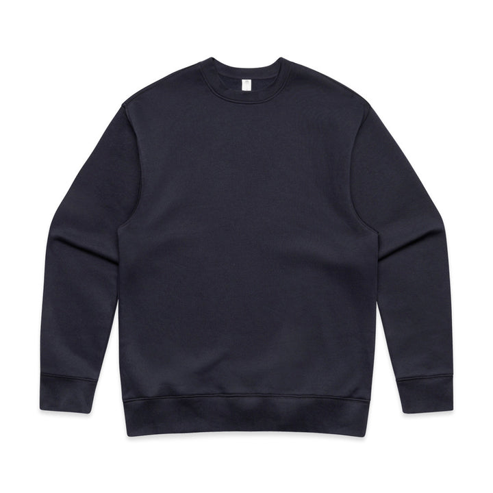 Custom Relax Crew 5160 sweatshirt in Ink Blue, front view, 320 GSM 80% cotton 20% recycled polyester fleece, Empulse custom branding
