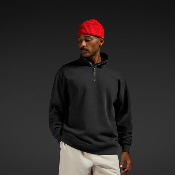 Custom Relax Half Zip Hoodie 5164 — relaxed fit, 500 GSM cotton French terry, model wears size L