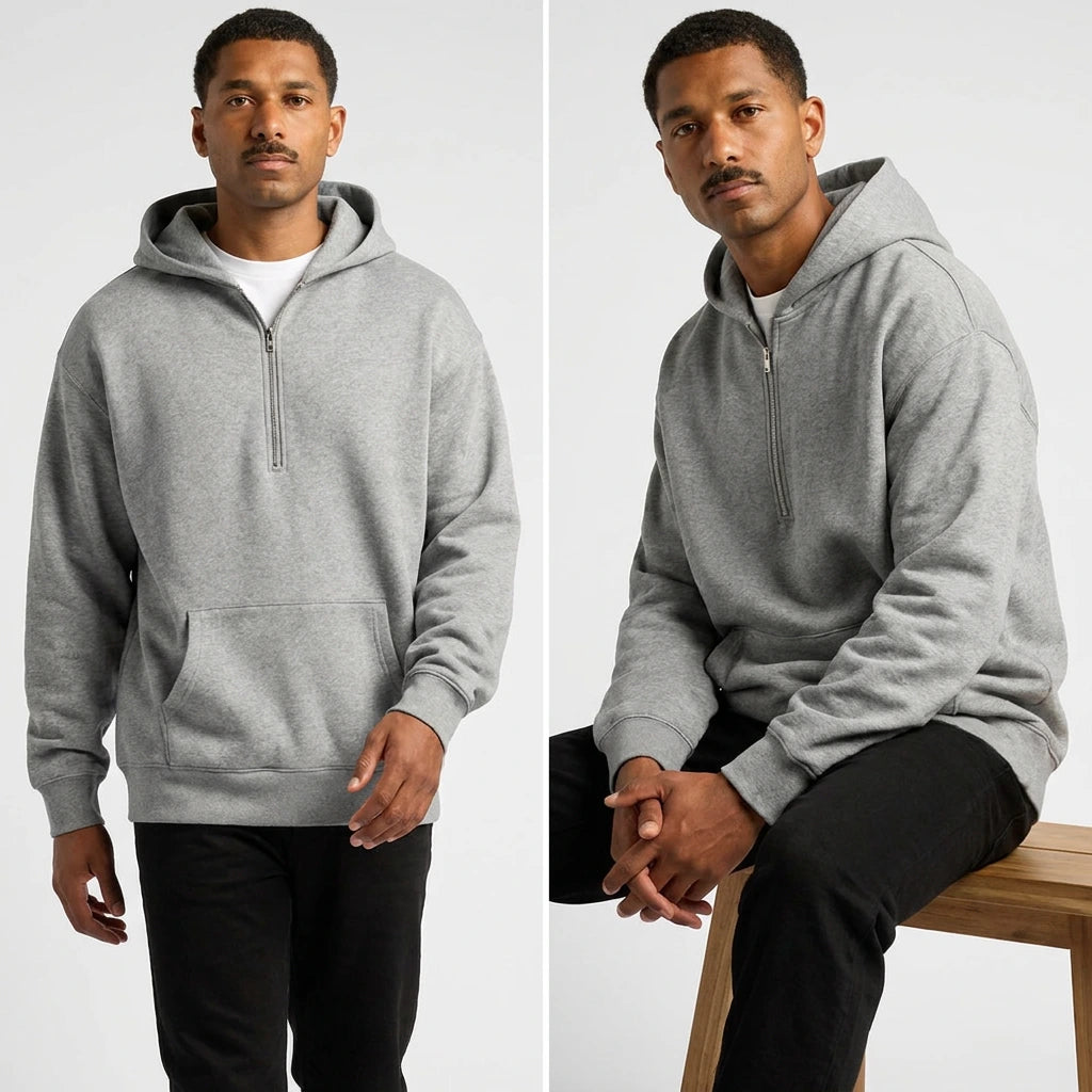 Custom Relax Zip Hoodie 5164 in Grey Marle, detail view
