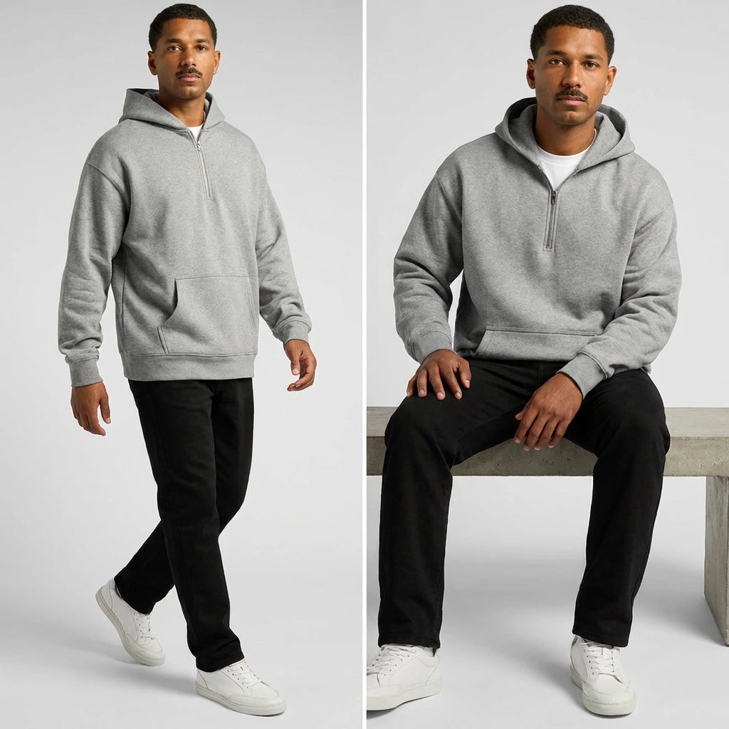 Custom Relax Zip Hoodie 5164 in Grey Marle, detail view