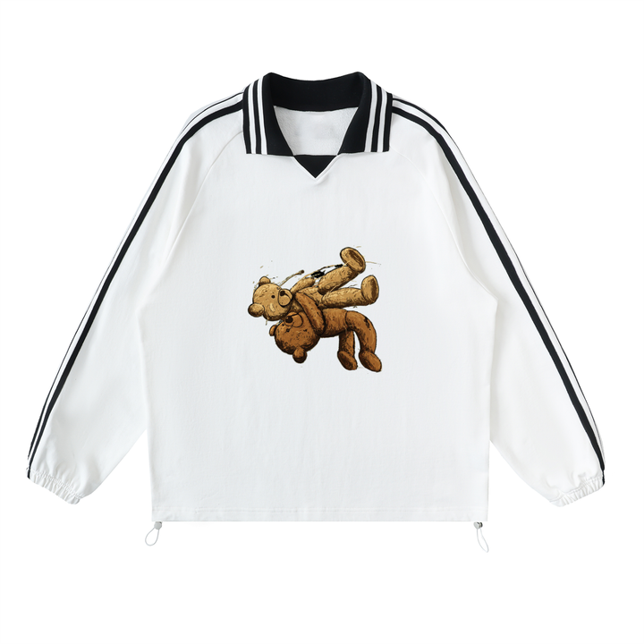 Bear Graphic Striped Collar Sweatshirt – EMPULSE®