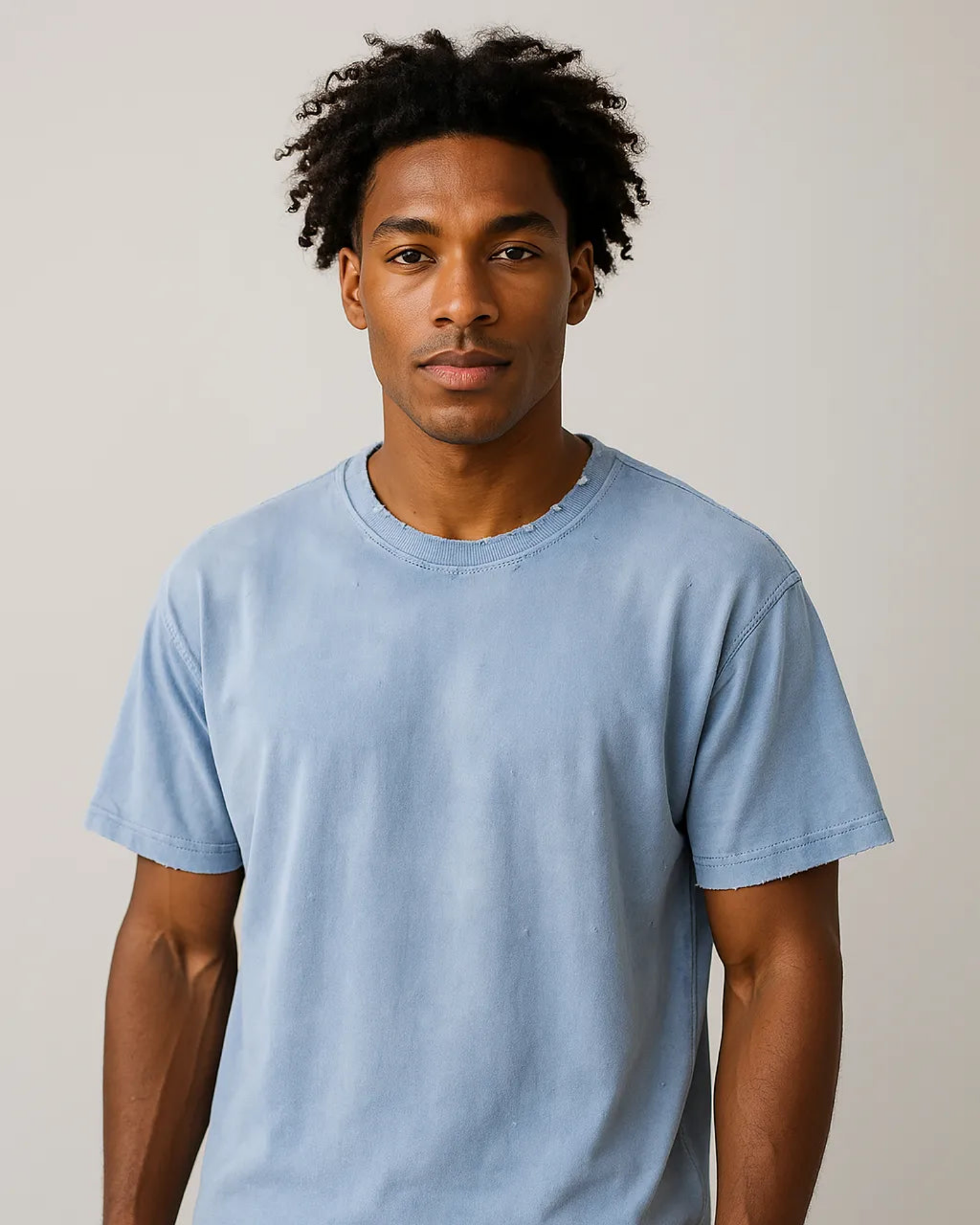 Vintage Washed Frayed T-Shirt - Blue