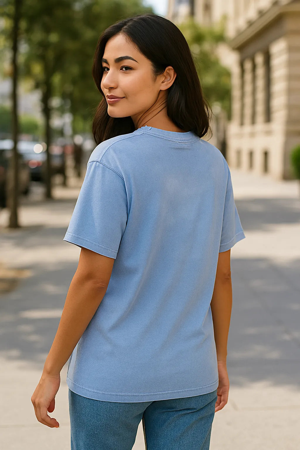 Vintage Washed Frayed T-Shirt - Blue