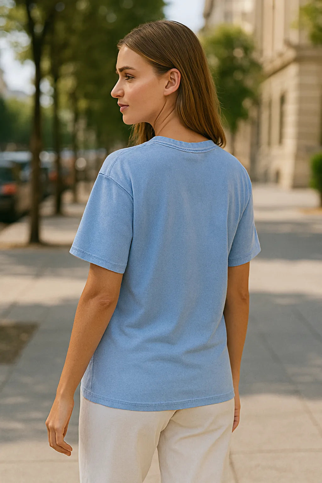 Vintage Washed Frayed T-Shirt - Blue