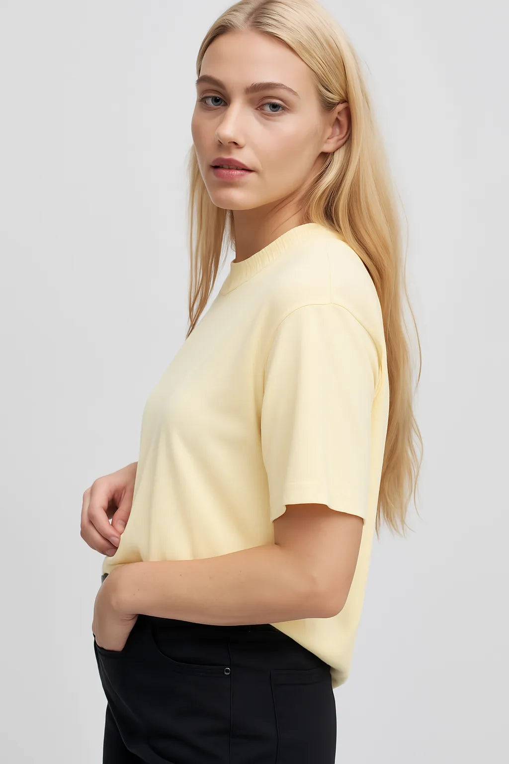 Oversized Knitted Round Neck T-Shirt - Beige