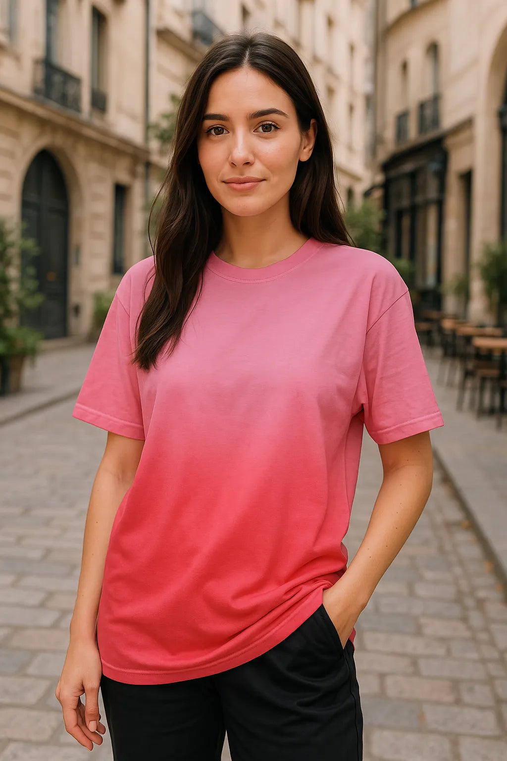 Sunfade Edge Gradient T-Shirt - Pink