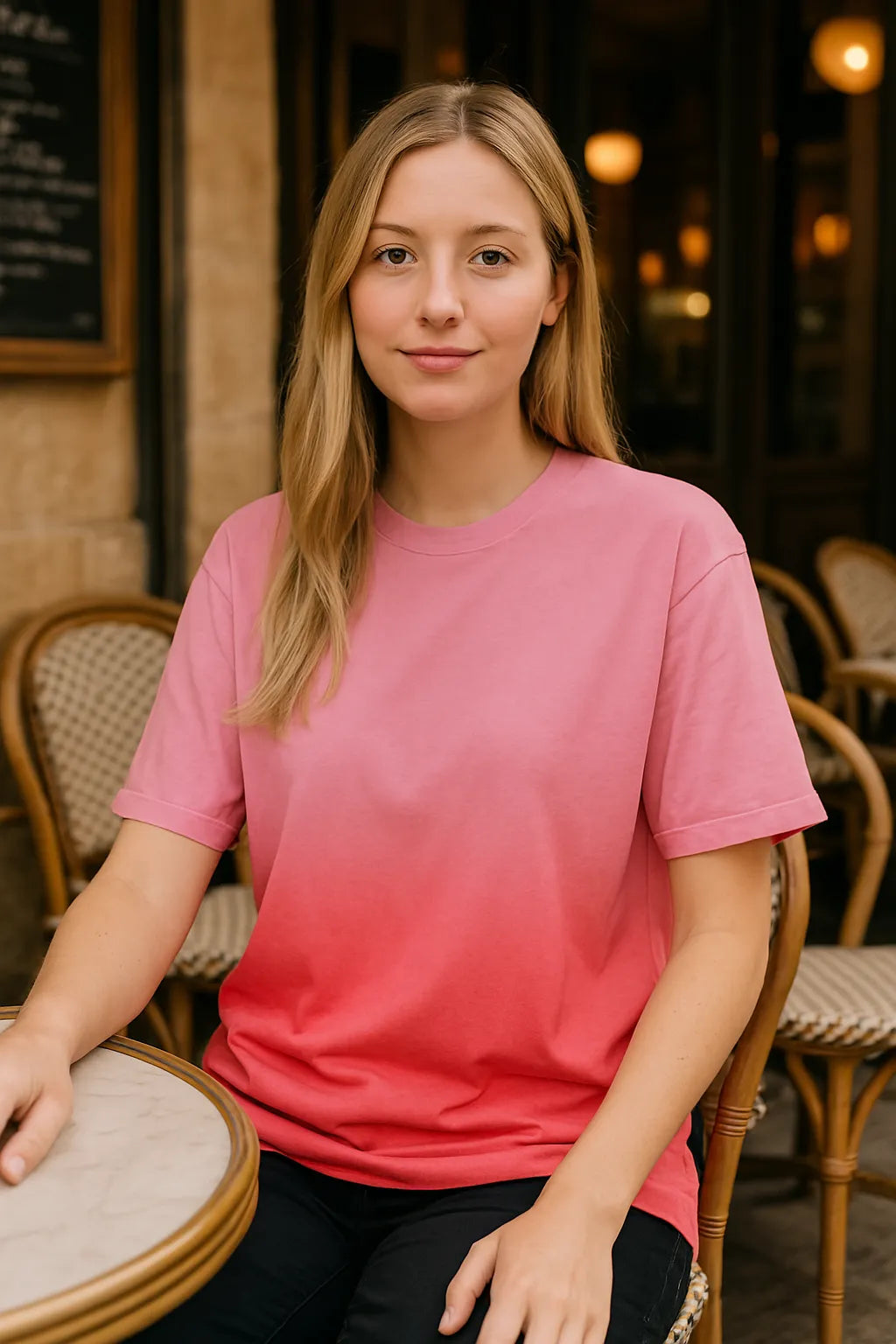 Sunfade Edge Gradient T-Shirt - Pink