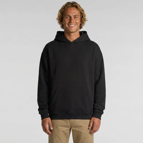Custom Made Hoodie 5151 — relaxed fit, 320 GSM recycled poly-cotton fleece, model wears size L