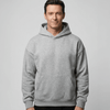 Custom Made Hoodie 5151 in Grey Marle, on-model, front view, 500 GSM 100% cotton French terry, Empulse custom branding
