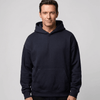 Custom Made Hoodie 5151 in Ink Blue, on-model, front view, 500 GSM 100% cotton French terry, Empulse custom branding