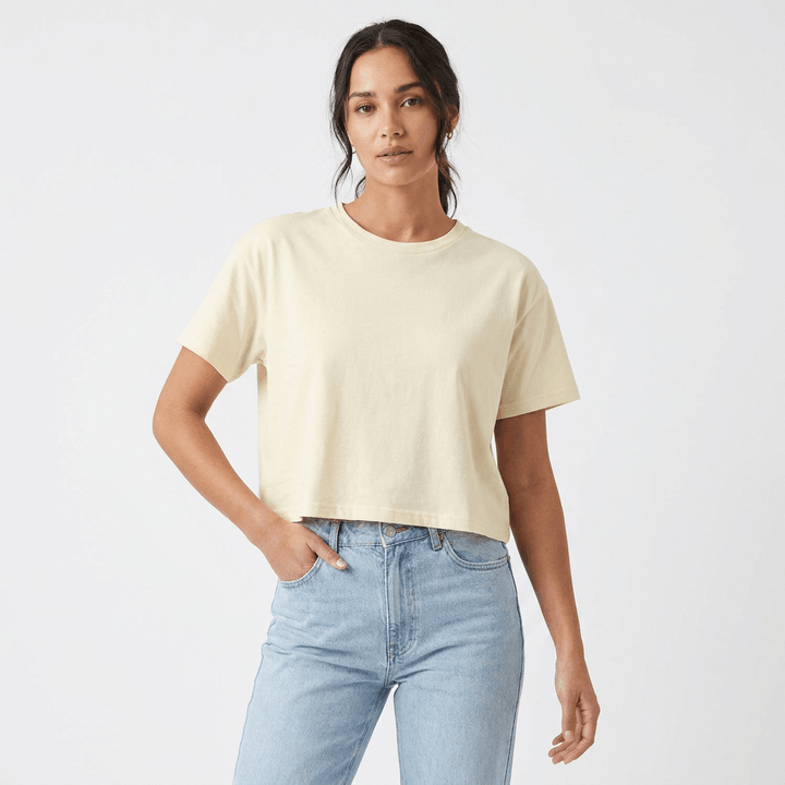 Custom Women's Crop Tee 4062 in Butter, front view