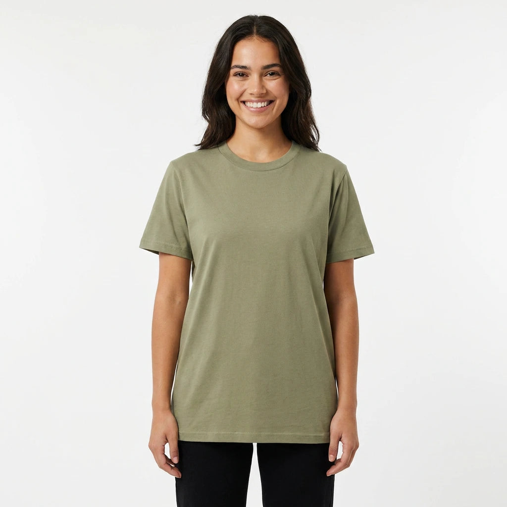 Custom Women's Classic Minus Tee 4079 in Olive Green, front view