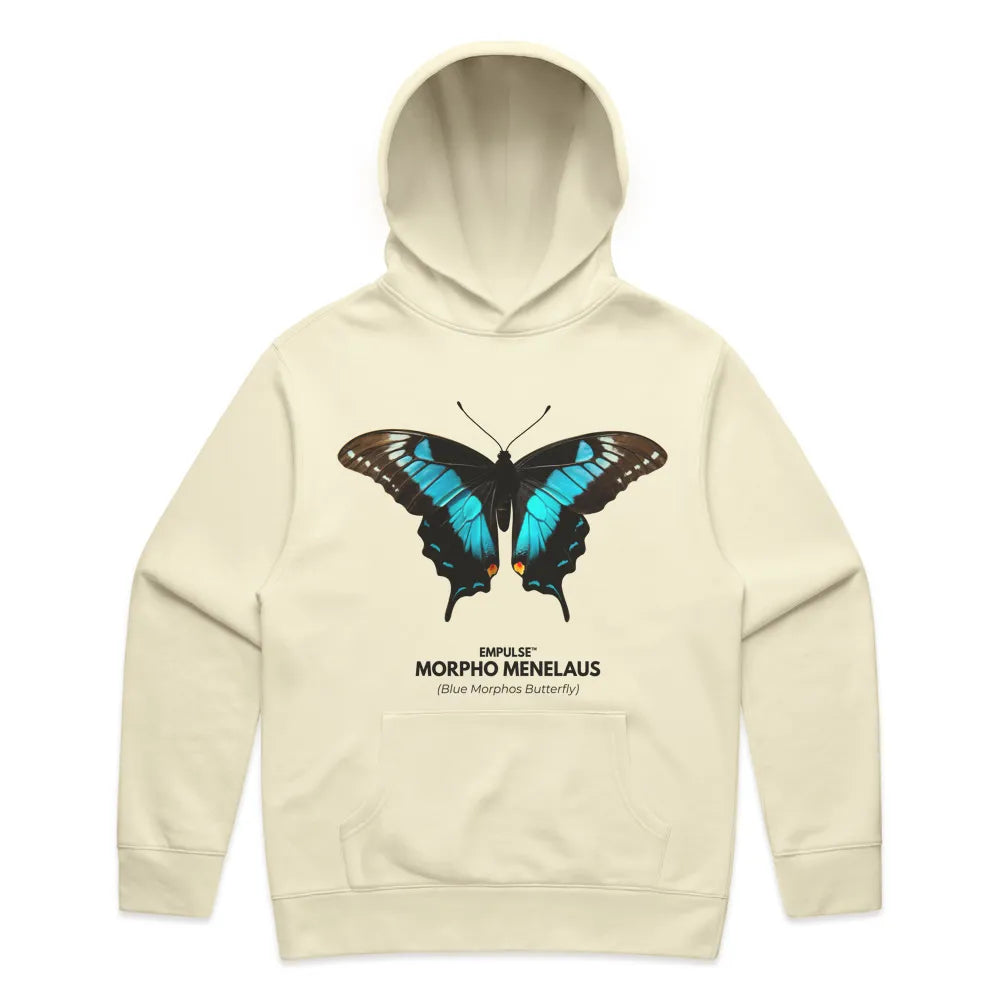 Back of Empulse™ hoodie showing butterfly wing print extending across shoulders