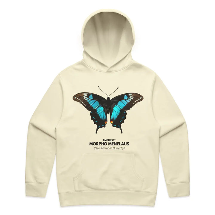 Back of Empulse™ hoodie showing butterfly wing print extending across shoulders