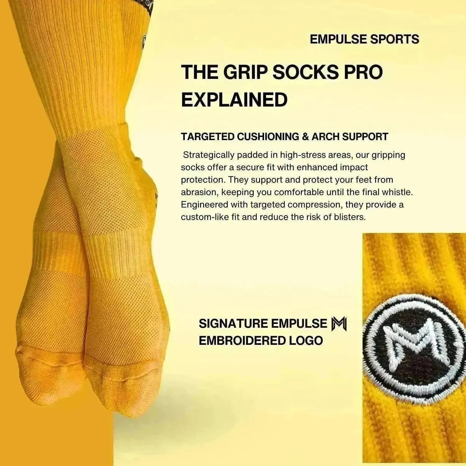 Highlight of performance zones on orange compression socks with heel cushioning and compression support