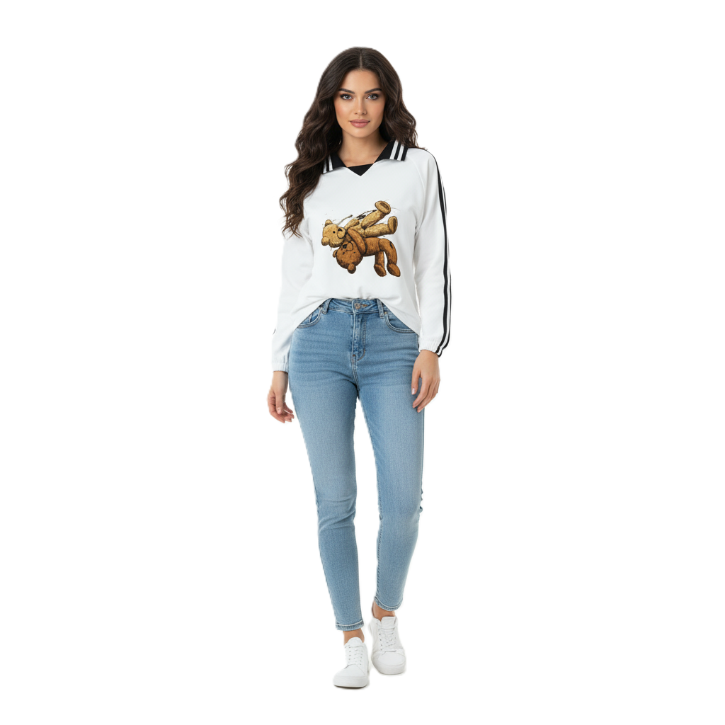Empulse Wrestling Bears Sweatshirt worn by a female model front view