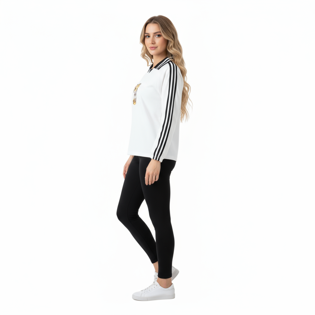 Empulse cute leopard sweatshirt worn by a female model side view