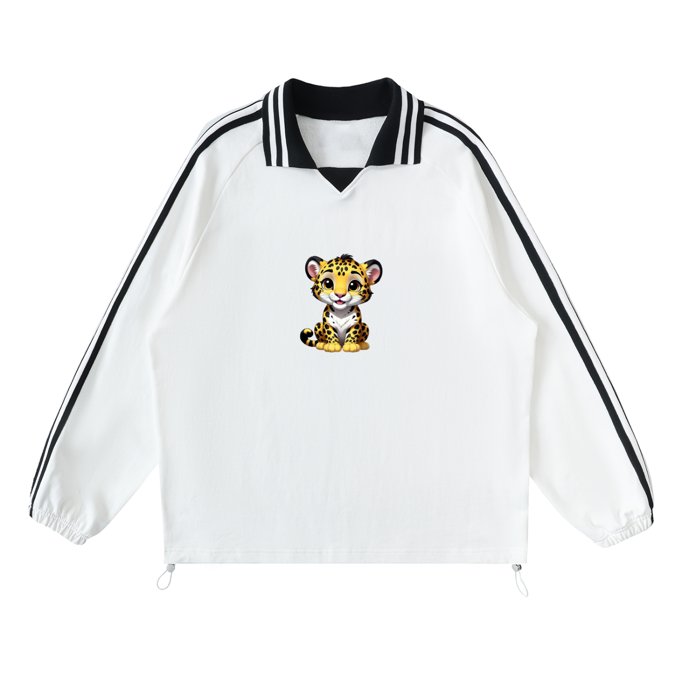 Empulse cute leopard white sweatshirt flatlay